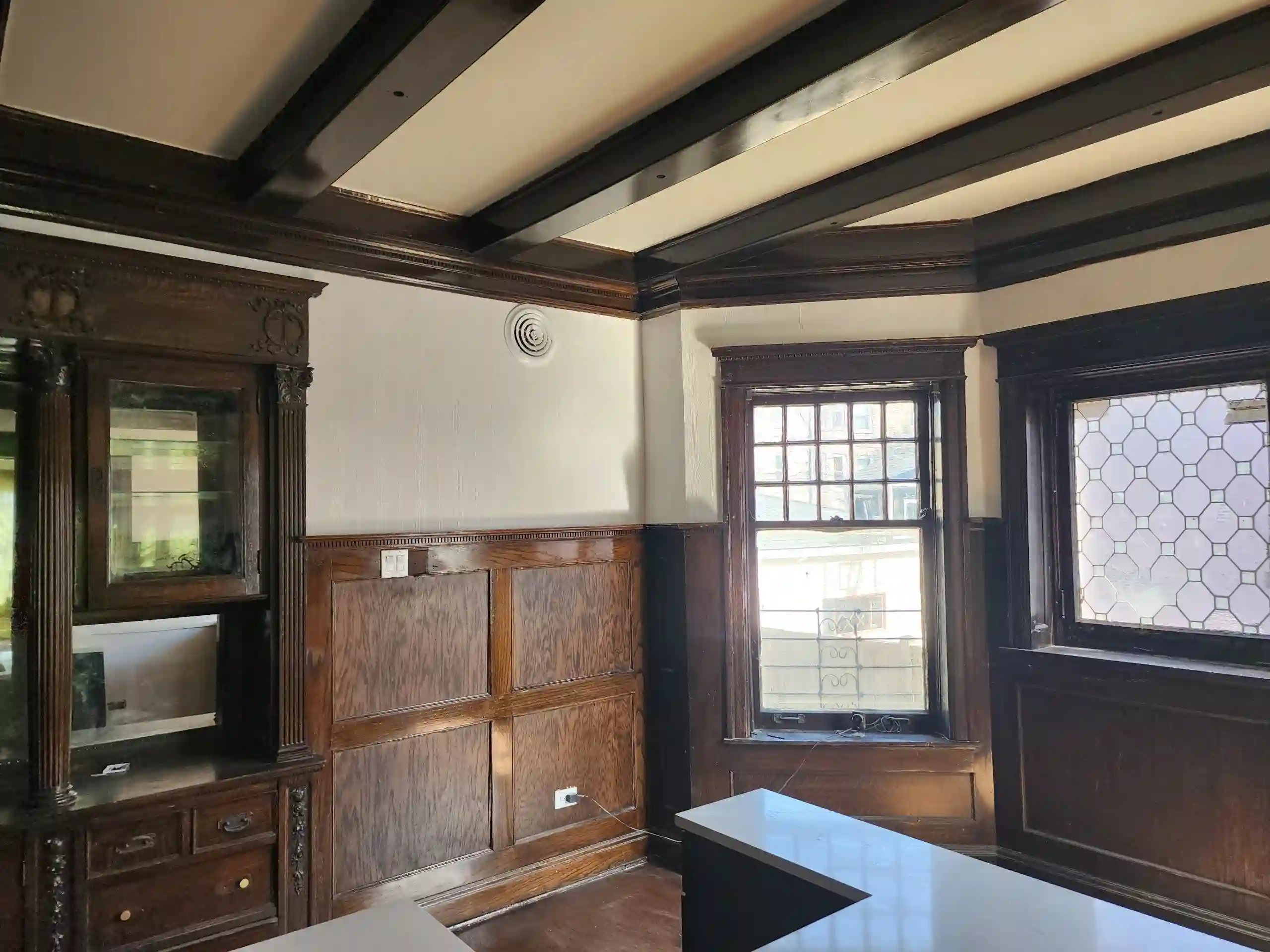 Residential wallpaper installation in bedroom