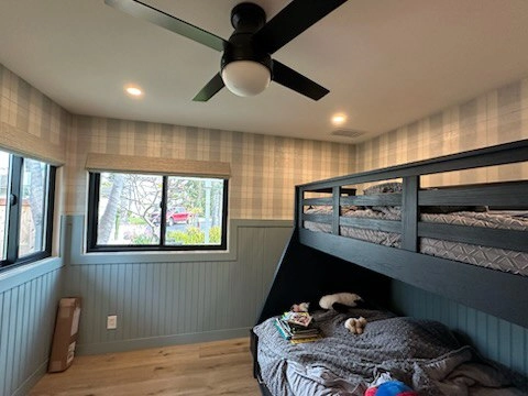 Decorative wallpaper pattern on accent wall